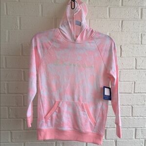 NWT Champion Pink-Candy - Pink & White Tie-Dye Pullover Hoodie Girls Size Large